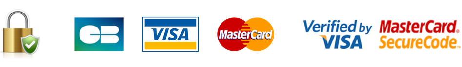 Plusieurs logo indiquant les moyens de paiement ainsi qu'un logo de cadena